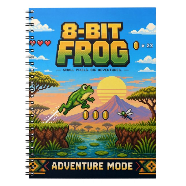 Groda, Retro 8-Bit Pixel Art Anteckningsbok (Framsidan)