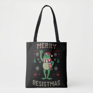 Groda Retro God Jul Resistmas Roligt Politiskt Ful Tygkasse