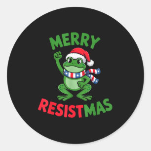 Groda Retro God Jul Resistmas Roligt Politiskt Jul Runt Klistermärke