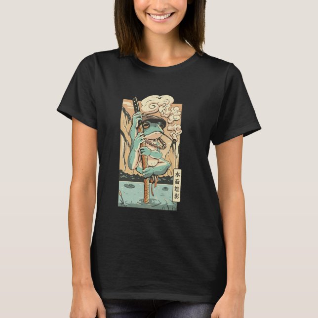Groda Samuraj i Zen Trädgårdsmiljö T Shirt (Framsida)