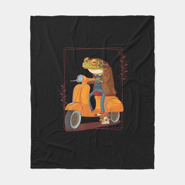Groda Scooter Svamp Goblincore Akademi Fleecefilt (Framsidan)