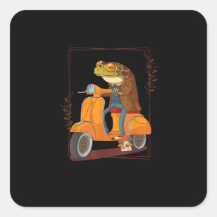 Groda Scooter Svamp Goblincore Akademi Fyrkantigt Klistermärke