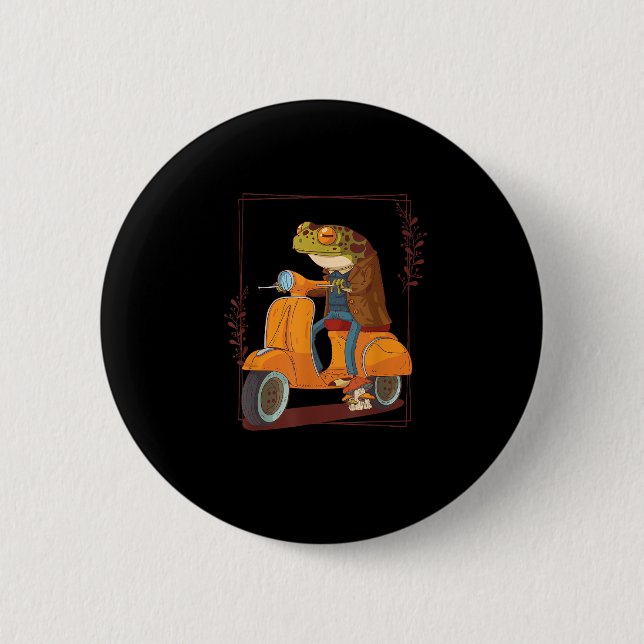 Groda Scooter Svamp Goblincore Akademi Knapp (Framsida)