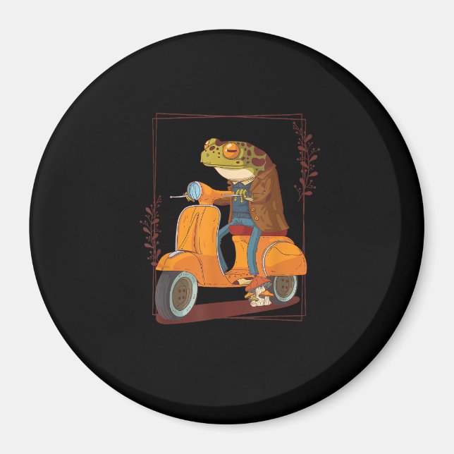 Groda Scooter Svamp Goblincore Akademi Magnet (Framsidan)