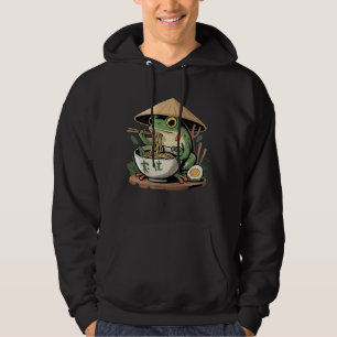 Groda som äter Ramen Kawaii Neko Japanska Nudlar  Hoodie