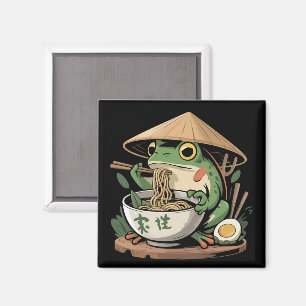 Groda som äter Ramen Kawaii Neko Japanska nudlar Magnet