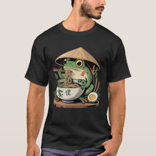 Groda som äter Ramen Kawaii Neko Japanska Nudlar T Shirt