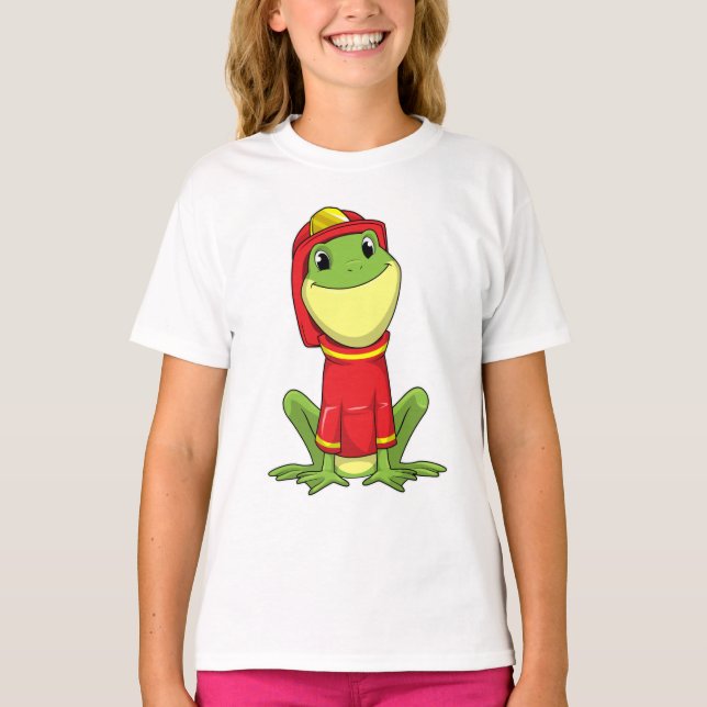 Groda som brandman med hjälm t shirt (Framsida)