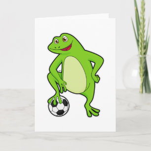 Groda som fotbollsspelare med fotboll kort