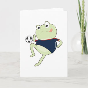 Groda som fotbollsspelare med fotboll kort