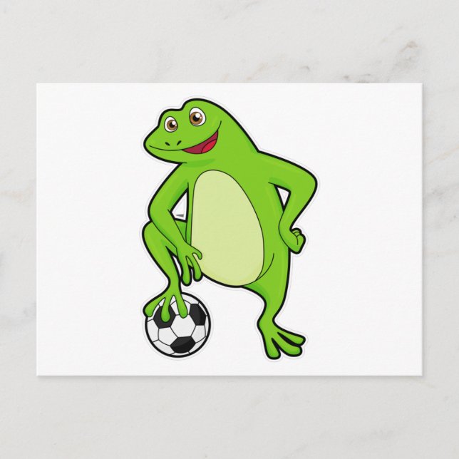 Groda som fotbollsspelare med fotboll vykort (Framsida)