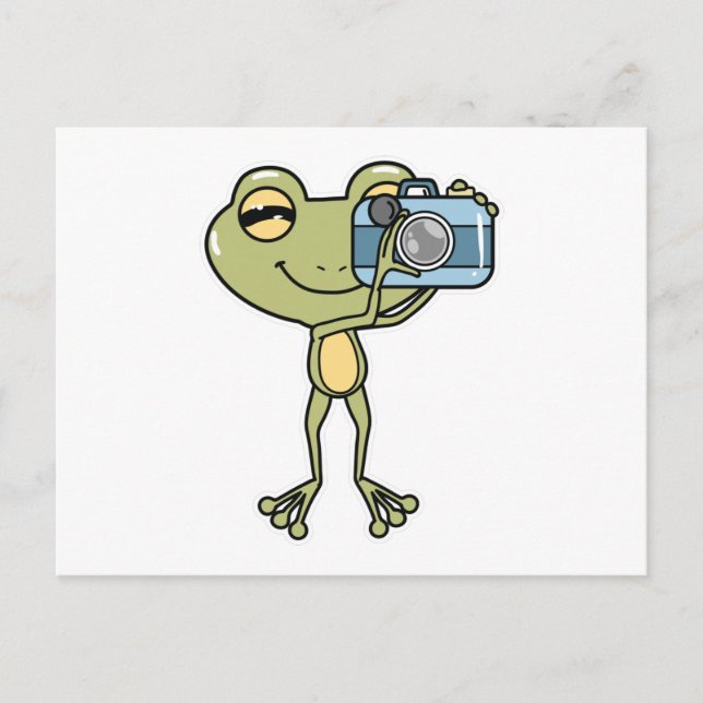 Groda som fotograf med kamera vykort (Framsida)