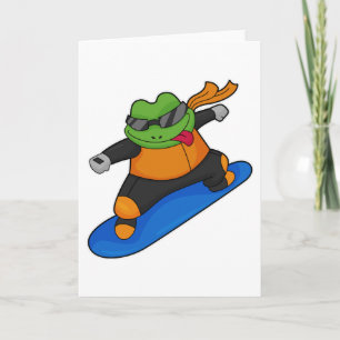 Groda som snöbrädare med snowboard kort