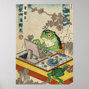 Groda som spelar PC-spel, Ukiyo-e Groda Konst, Gro Poster
