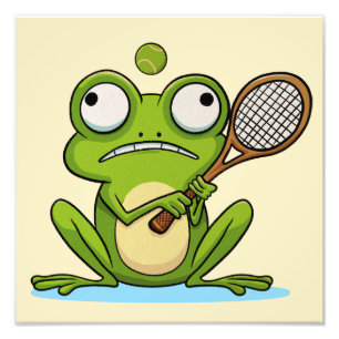 Groda som spelar tennis fototryck