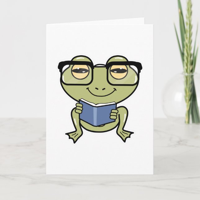 Groda som student med bok kort (Framsida)
