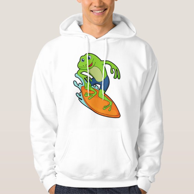 Groda som surfer med ytskiva hoodie (Framsida)