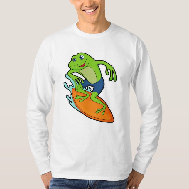 Groda som surfer med ytskiva t shirt (Framsida)