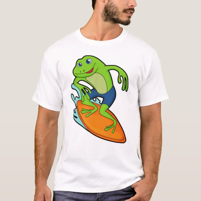Groda som surfer med ytskiva t shirt (Framsida)