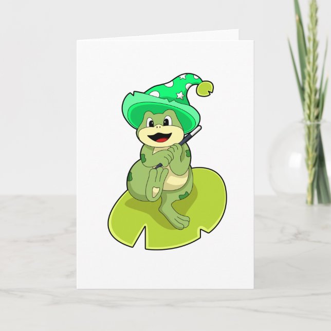 Groda som trollkarl med trollstav kort (Framsida)