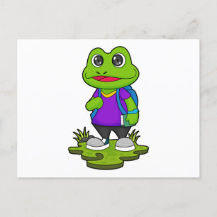 Groda som vandrare med ryggsäck vykort