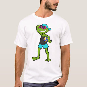 Groda som volleybollspelare med volleyboll t shirt