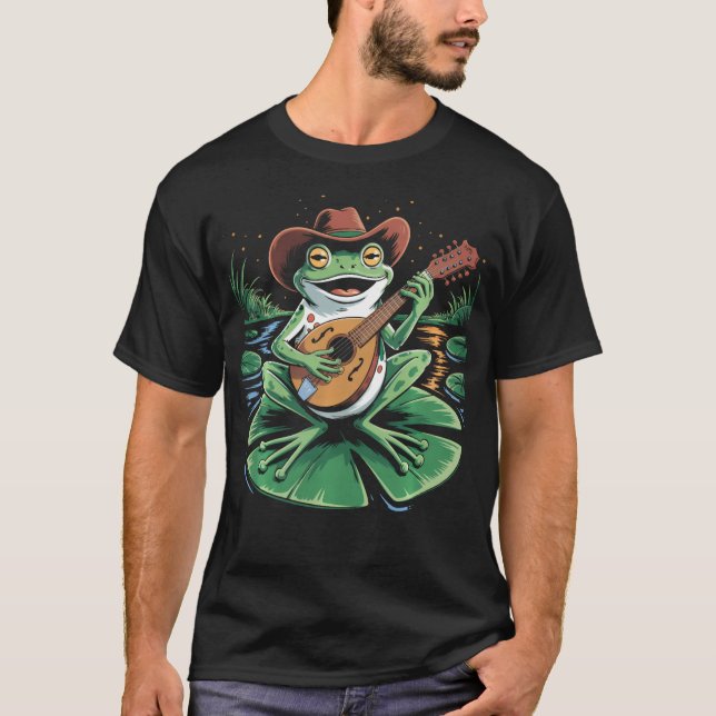 Groda spelar mandolin Mandolinspelare Bluegrass T Shirt (Framsida)