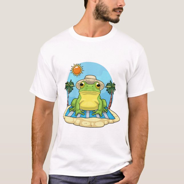 Groda Strand Palmträd Sommar T Shirt (Framsida)