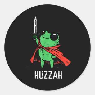 Groda Svärd Cape Huzzah Roligt Meme Fantasy Pojke Runt Klistermärke