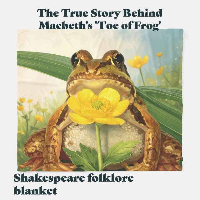 Groda tå med smörblomma | Goblincore naturkonst Fleecefilt (Shakespeare Macbeth folklore gift blanket. Toe of Frog Buttercup Herbalist Pun. Housewarming Gift)