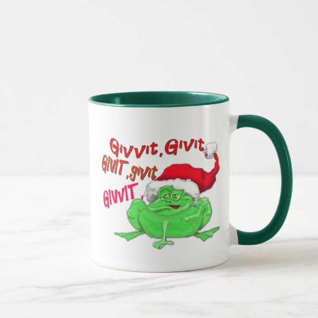 Groda tecknader med grodplanta givit givit givit mugg (Höger)