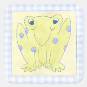 Groda Trio på Gingham Trasa Fyrkantigt Klistermärke