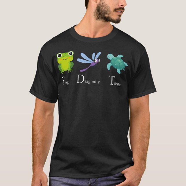 Groda Trollslända Sköldpadda T Shirt (Framsida)