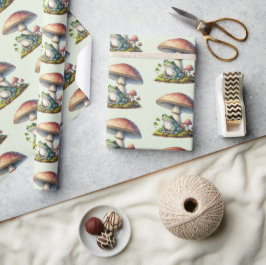 Groda under en svamp Söt naturlig mönster Presentpapper
