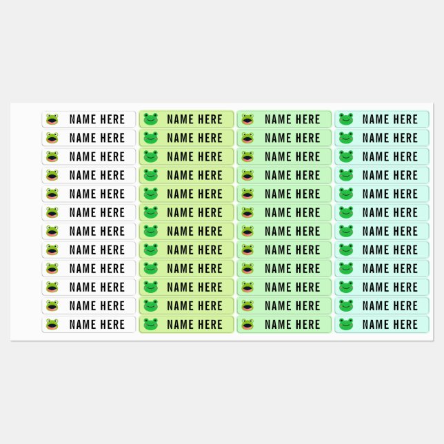 Groda vattentäta etiketter för back to school namn (Ark)