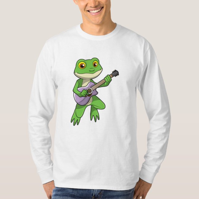 Groda vid musik med gitarr t shirt (Framsida)