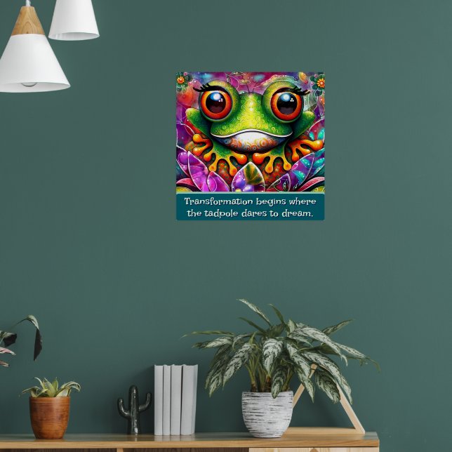 Groda Whimsical Abstrakt Konst Blommig Personlig Poster (Vardagsrum 1)