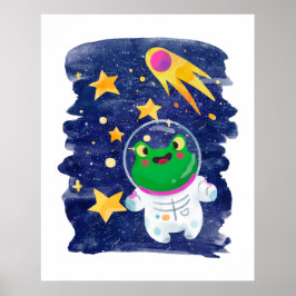 Groda Yttre Rymden Astronaut Komet Stjärnor Barnru Poster