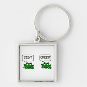 Grodadebitering eller kredit Keychain Fyrkantig Silverfärgad Nyckelring