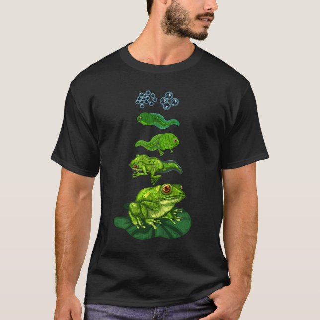 Grodäggkoppsbiologi Metamorfos Life Cycle Art. T Shirt (Framsida)