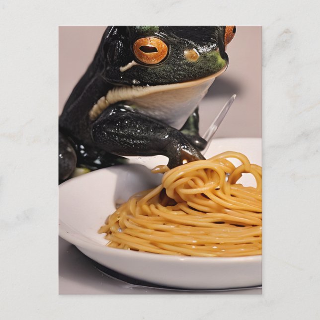 Grodan äter Spaghetti vykort (Framsida)