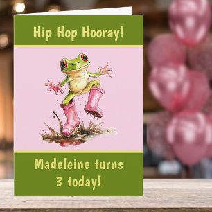 Grodan i rosa regnstövlar Barnkalas Kort