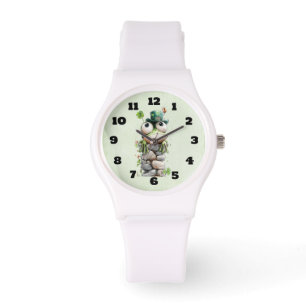 Grodan med grön hatt och shamrock söt armbandsur