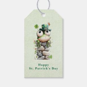 Grodan med grön hatt Söt St. Patrick's Day Presentetikett