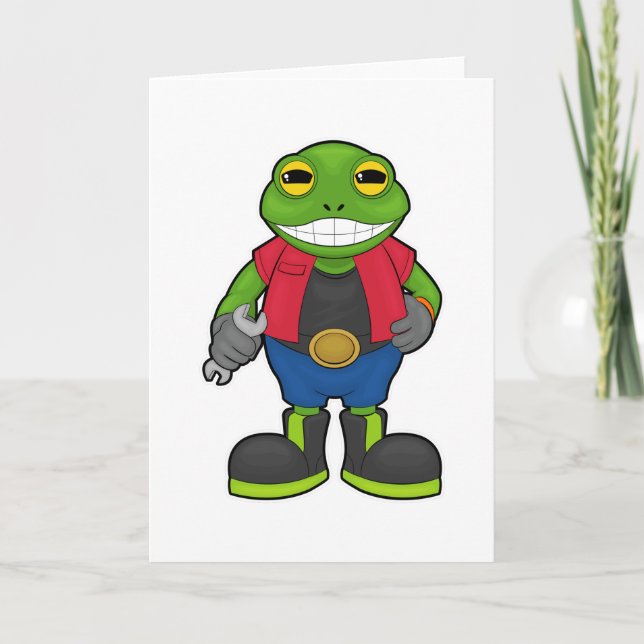 Grodan som mekaniker med skiftnyckel kort (Framsida)