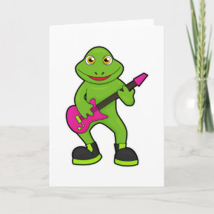 Grodan som musiker med gitarr kort