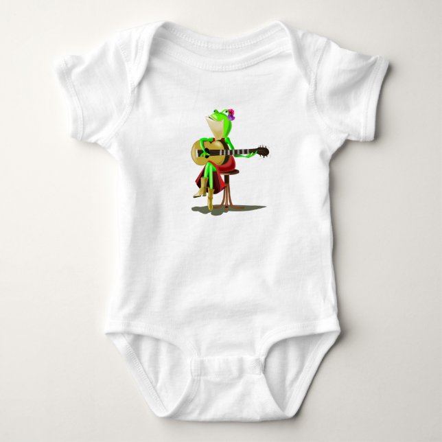 Grodan spelar gitarr Baby Bodysuit T Shirt (Framsida)