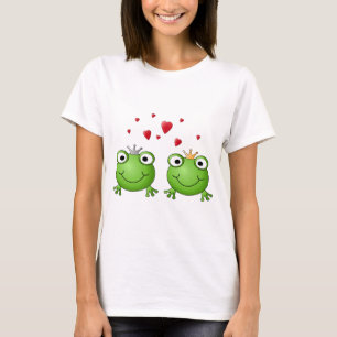 GrodaPrince och grodaPrincess, med hearts. Tee Shirt