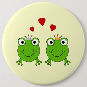 GrodaPrincess och grodaPrince, med hearts. Knapp