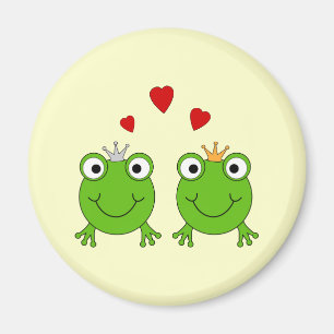 GrodaPrincess och grodaPrince, med hearts. Magnet